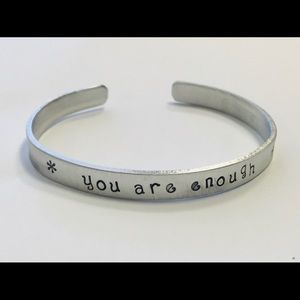 You are enough handstamped quote bracelet